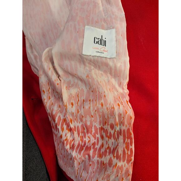 CAbi Beau Bow Gold Button Lined Red Blazer Size 10 - Picture 10 of 13